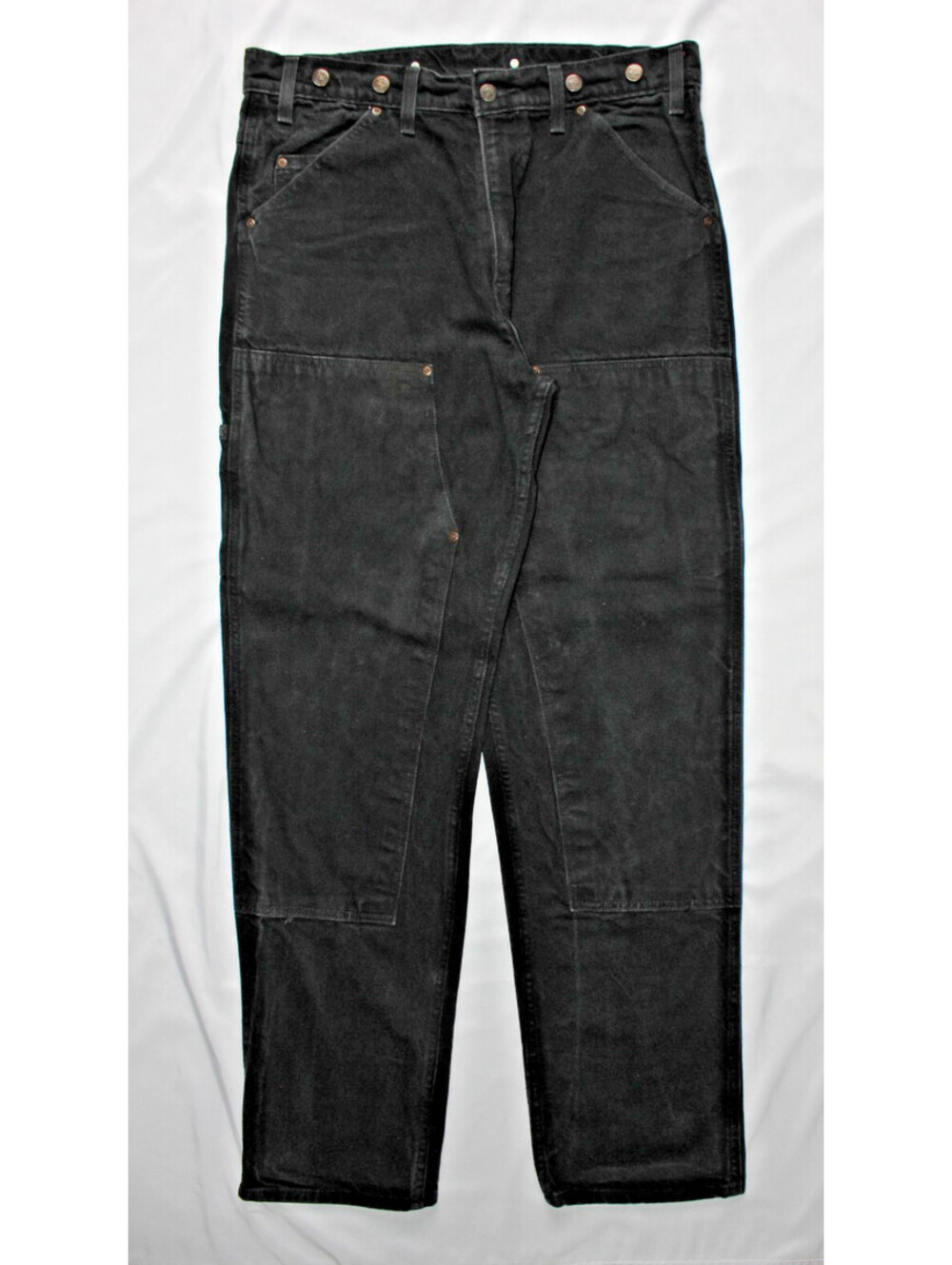 Wild Ass Men’s Black Denim Double Knee Work Pants Jeans 36x34 USA Made WO#65397